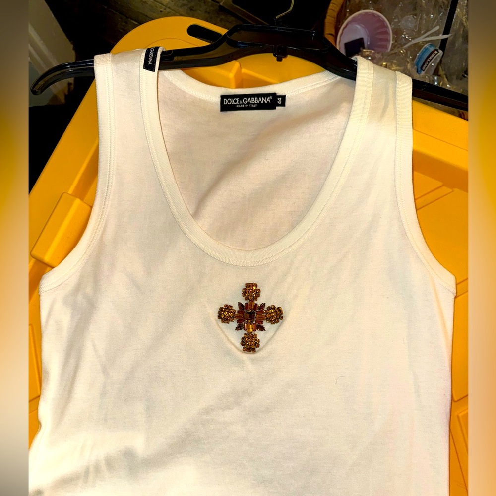 Dolce & Gabbana jeweled Cross tank. Size 44 or large